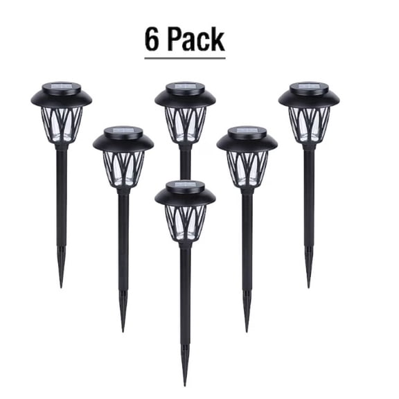 Yards & Beyond Solar Powered Black LED Lattice LED Round Solar Landscape Pathway Walkway Light with Plastic Lens, 5 Lumens, 6 pack