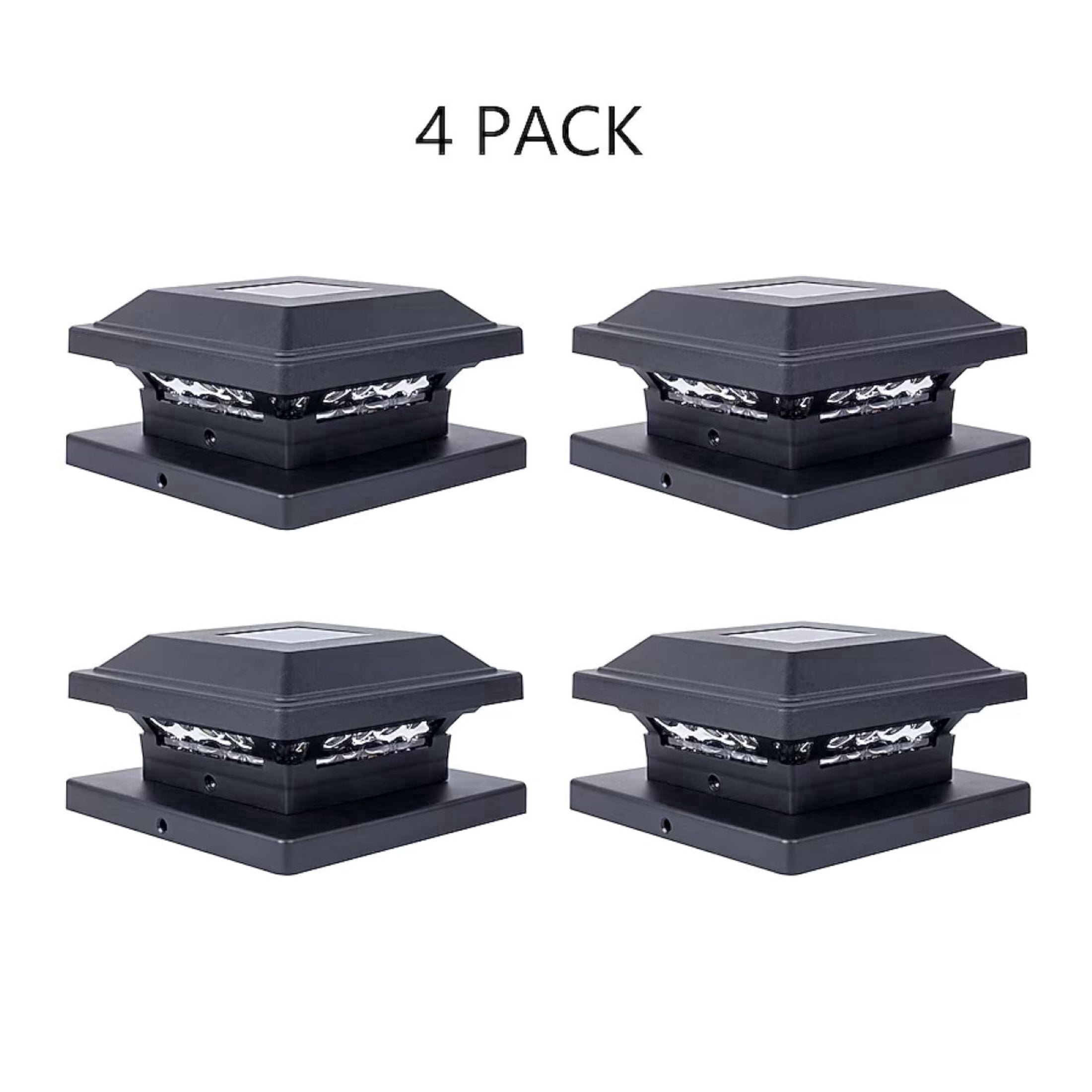 Yards & Beyond Solar Powered Black LED Solar Landscape Post Cap Light with Plastic Lens, 5 Lumens, 4 pack