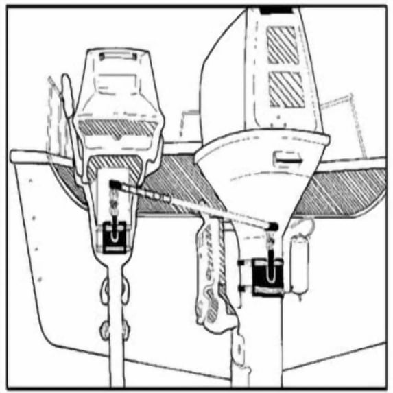 EZ-Steer Outboard to Outboard Auxiliary Motor Steering Kit (Includes Complete Bracket Assembly, Main Bracket Body, Quick Disconnect, S/S Bands and Rod Assembly)