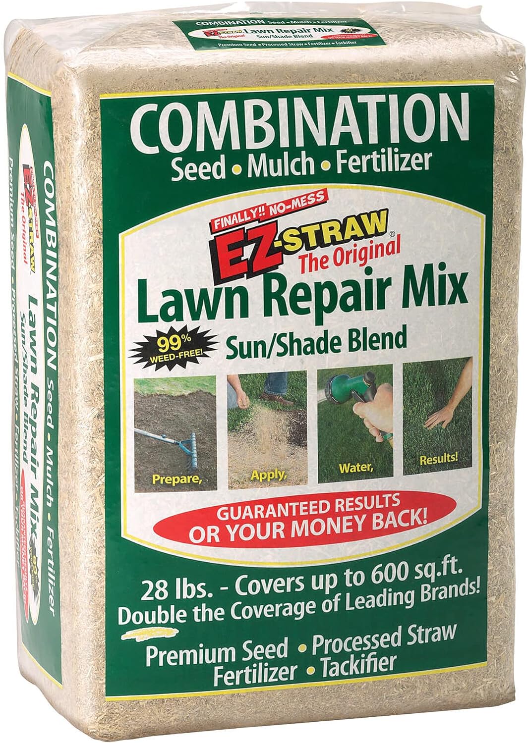 EZ Straw Lawn Repair Mix Sun/Shade Blend Combination Seed, Mulch