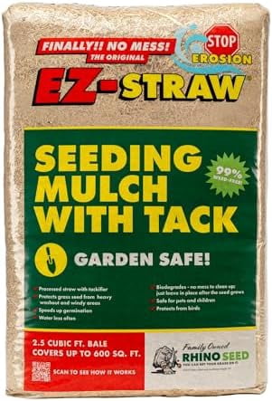 EZ-Straw Seeding Mulch with Tackifier - Biodegradable Processed Straw a 2.5 CU FT Bale (Covers up to 600 sq. ft.)