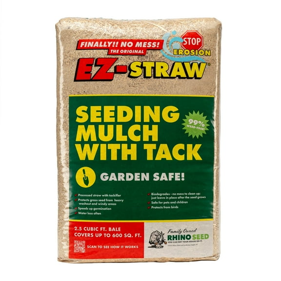 EZ-Straw Seeding Mulch with Tackifier - Biodegradable Processed Straw - 2.5 CU FT Bale (Covers up to 600 sq. ft.)