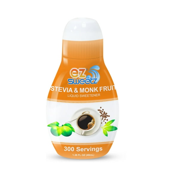 EZ-Sweetz Stevia & Monk Fruit (2 Pack | 1.36oz - Liquid Sweetener 300 Servings/Bottle)