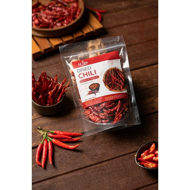 EZ THAI Whole Dried Chili Peppers 1.76 Ounce (50grams) Seasoning Spices