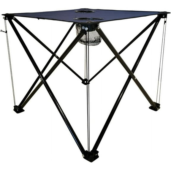 EZ Travel Collection Folding Camping Table Folding Table with Drink Holders and Carry Bag (Blue)