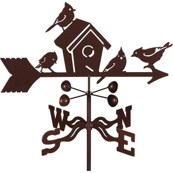 EZ Vane Birdhouse Weathervane — Roof Mount, Wind Cups, Antique Copper Finish, Steel with Durable Triple Powder Coating, Handcrafted in USA