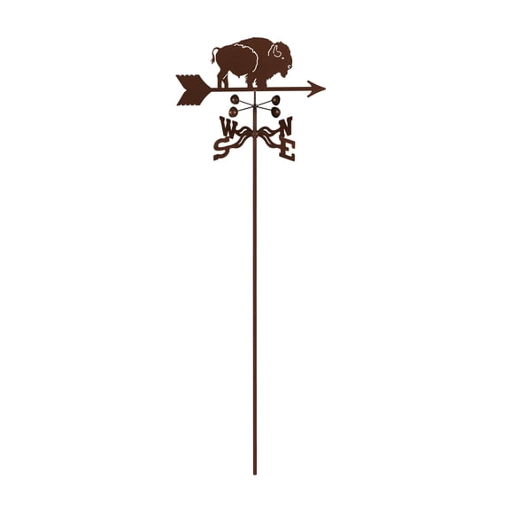 EZ Vane Bison Weathervane — Garden Mount, Wind Cups, Antique Copper Finish, Steel with Durable Triple Powder Coating, Handcrafted in USA