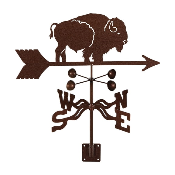 EZ Vane Bison Weathervane — Post Mount, Wind Cups, Antique Copper Finish, Steel with Durable Triple Powder Coating, Handcrafted in USA