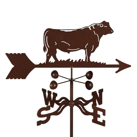 EZ Vane Bull Weathervane — Roof Mount, Wind Cups, Antique Copper Finish, Steel with Durable Triple Powder Coating, Handcrafted in USA