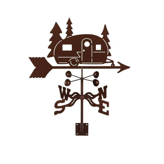 EZ Vane Camper Weathervane — Post Mount, Wind Cups, Antique Copper Finish, Steel with Durable Triple Powder Coating, Handcrafted in USA
