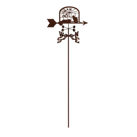 EZ Vane Cats in Window Weathervane — Garden Mount, Wind Cups, Antique Copper Finish, Steel with Durable Triple Powder Coating, Handcrafted in USA
