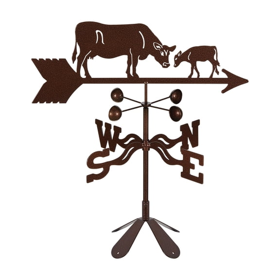 EZ Vane Cow & Calf Weathervane — 4-Sided Mount, Wind Cups, Antique Copper Finish, Steel with Durable Triple Powder Coating, Handcrafted in USA