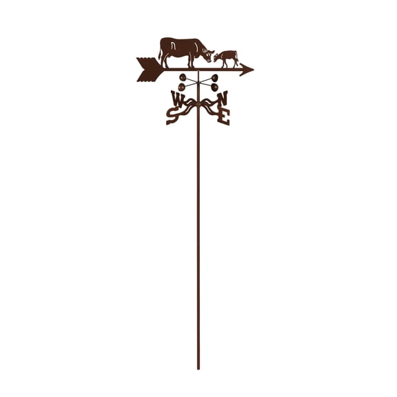 EZ Vane Cow & Calf Weathervane — Garden Mount, Wind Cups, Antique Copper Finish, Steel with Durable Triple Powder Coating, Handcrafted in USA