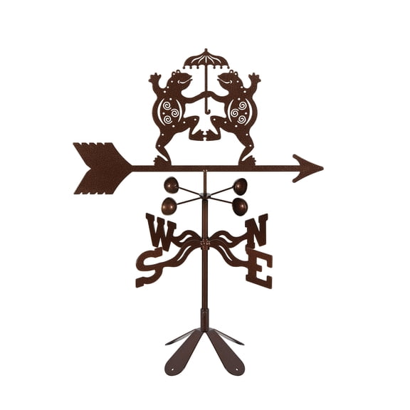 EZ Vane Dancing Frog Weathervane — 4-Sided Mount, Wind Cups, Antique Copper Finish, Steel with Durable Triple Powder Coating, Handcrafted in USA
