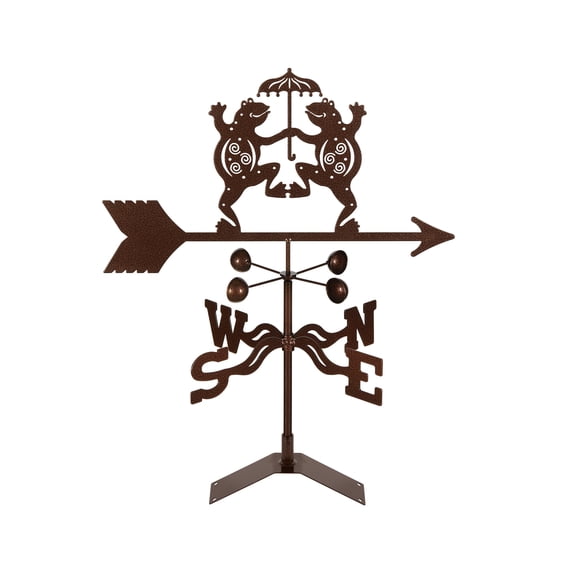 EZ Vane Dancing Frog Weathervane — Roof Mount, Wind Cups, Antique Copper Finish, Steel with Durable Triple Powder Coating, Handcrafted in USA