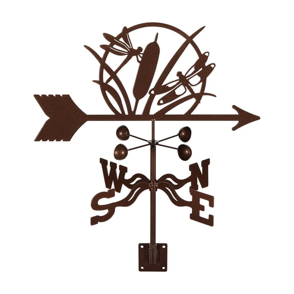 EZ Vane Dragonfly Weathervane — Post Mount, Wind Cups, Antique Copper Finish, Steel with Durable Triple Powder Coating, Handcrafted in USA