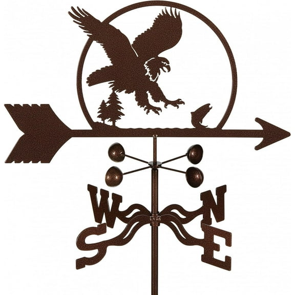 EZ Vane Eagle Weathervane — 4-Sided Mount, Wind Cups, Antique Copper Finish, Steel with Durable Triple Powder Coating, Handcrafted in USA