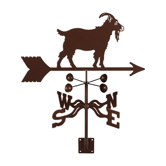 EZ Vane Goat Weathervane — Post Mount, Wind Cups, Antique Copper Finish, Steel with Durable Triple Powder Coating, Handcrafted in USA