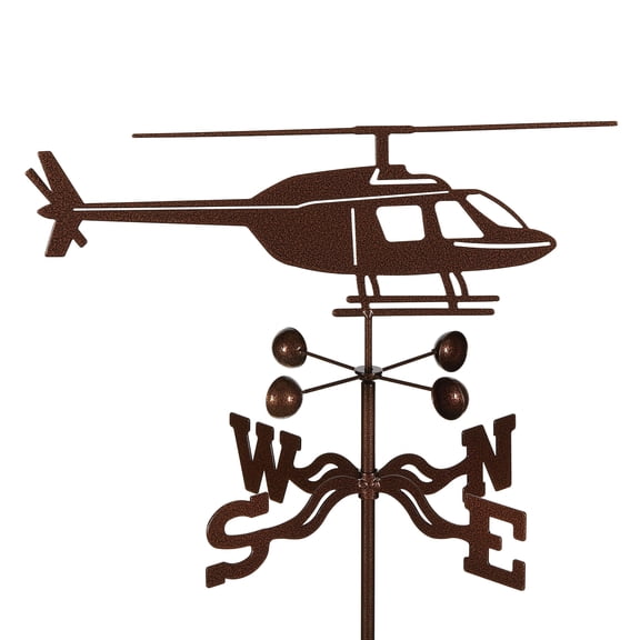 EZ Vane Helicopter Weathervane — 4-Sided Mount, Wind Cups, Antique Copper Finish, Steel with Durable Triple Powder Coating, Handcrafted in USA