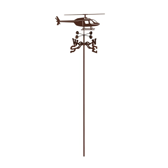 EZ Vane Helicopter Weathervane — Garden Mount, Wind Cups, Antique Copper Finish, Steel with Durable Triple Powder Coating, Handcrafted in USA