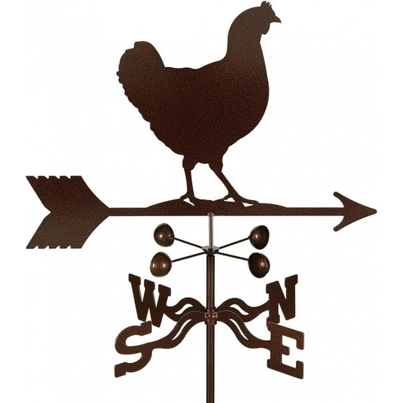 EZ Vane Hen Chicken Weathervane — Post Mount, Wind Cups, Antique Copper Finish, Steel with Durable Triple Powder Coating, Handcrafted in USA