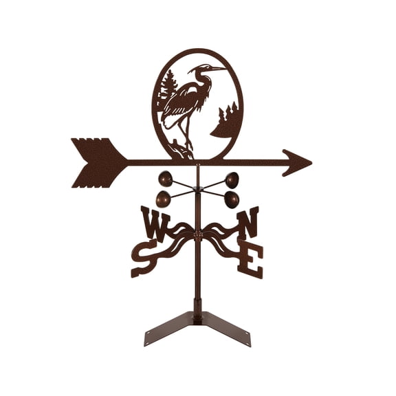 EZ Vane Heron Bird Weathervane — Roof Mount, Wind Cups, Antique Copper Finish, Steel with Durable Triple Powder Coating, Handcrafted in USA