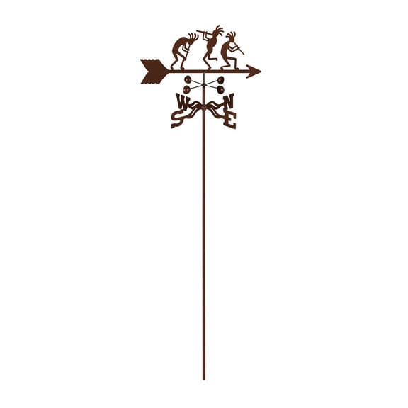 EZ Vane Kokopelli Weathervane — Garden Mount, Wind Cups, Antique Copper Finish, Steel with Durable Triple Powder Coating, Handcrafted in USA