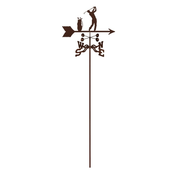 EZ Vane Male Golfer Weathervane — Garden Mount, Wind Cups, Antique Copper Finish, Steel with Durable Triple Powder Coating, Handcrafted in USA