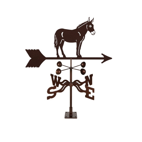 EZ Vane Mule Weathervane — Deck Mount, Wind Cups, Antique Copper Finish, Steel with Durable Triple Powder Coating, Handcrafted in USA