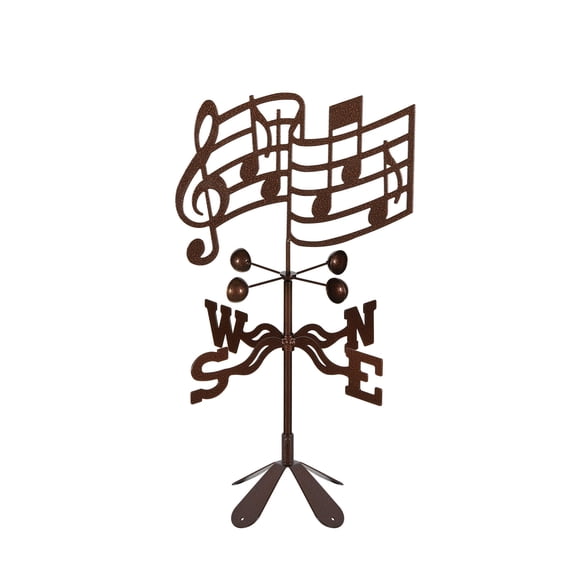 EZ Vane Musical Notes Weathervane — 4-Sided Mount, Wind Cups, Antique Copper Finish, Steel with Durable Triple Powder Coating, Handcrafted in USA