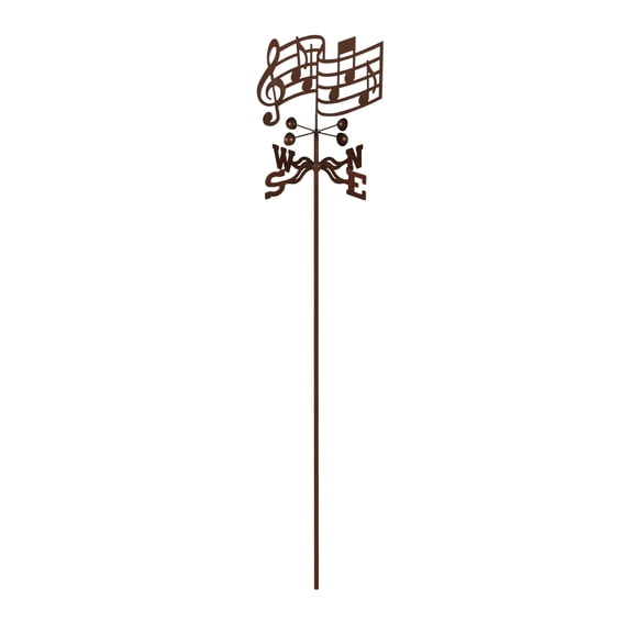 EZ Vane Musical Notes Weathervane — Garden Mount, Wind Cups, Antique Copper Finish, Steel with Durable Triple Powder Coating, Handcrafted in USA