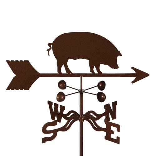 EZ Vane Pig Weathervane — Post Mount, Wind Cups, Antique Copper Finish, Steel with Durable Triple Powder Coating, Handcrafted in USA