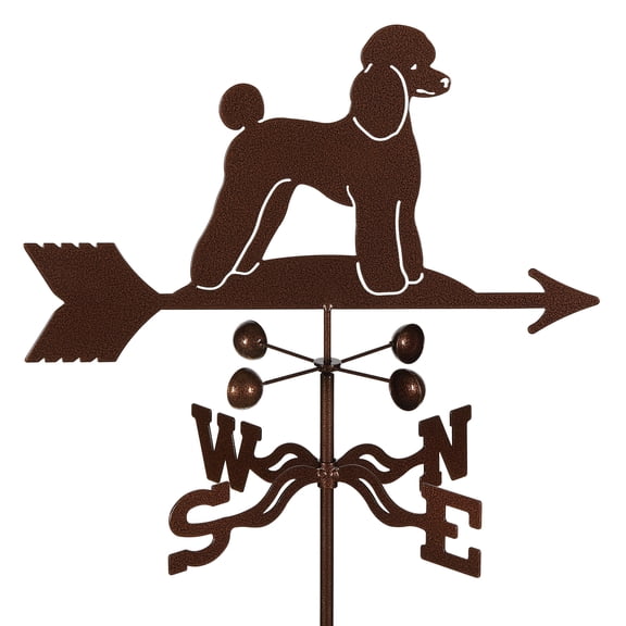 EZ Vane Poodle Weathervane — Roof Mount, Wind Cups, Antique Copper Finish, Steel with Durable Triple Powder Coating, Handcrafted in USA