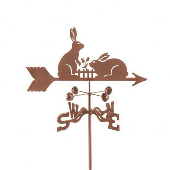 EZ Vane Rabbits & Fence Weathervane — Deck Mount, Wind Cups, Antique Copper Finish, Steel with Durable Triple Powder Coating, Handcrafted in USA