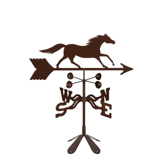 EZ Vane Running Horse Weathervane — 4-Sided Mount, Wind Cups, Antique Copper Finish, Steel with Durable Triple Powder Coating, Handcrafted in USA
