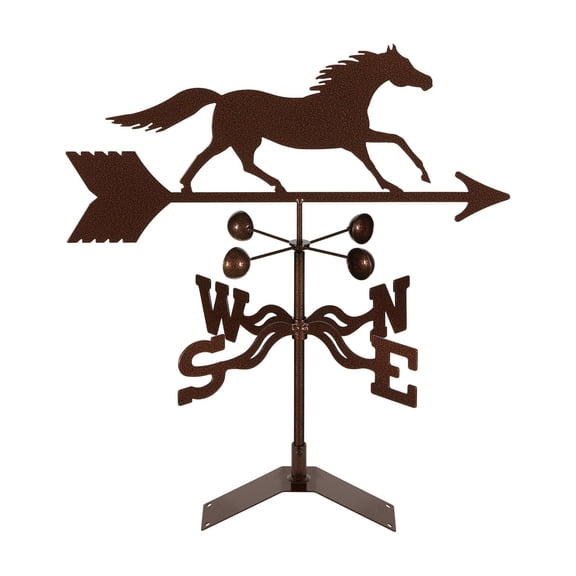 EZ Vane Running Horse Weathervane — Roof Mount, Wind Cups, Antique Copper Finish, Steel with Durable Triple Powder Coating, Handcrafted in USA
