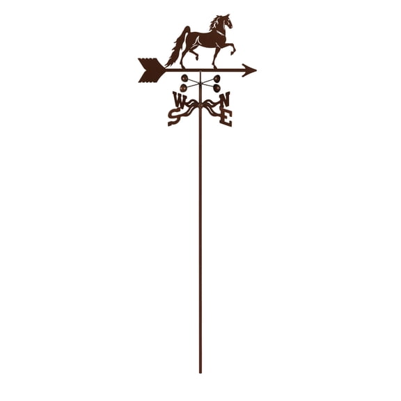 EZ Vane Saddlebred Horse Weathervane — Garden Mount, Wind Cups, Antique Copper Finish, Steel with Durable Triple Powder Coating, Handcrafted in USA