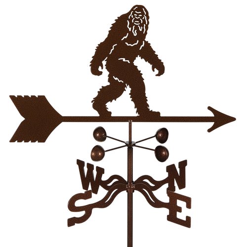 EZ Vane Sasquatch Bigfoot Weathervane — Post Mount, Wind Cups, Antique Copper Finish, Steel with Durable Triple Powder Coating, Handcrafted in USA
