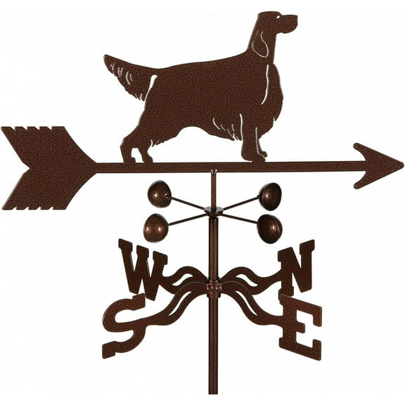 EZ Vane Setter Dog Weathervane — Roof Mount, Wind Cups, Antique Copper Finish, Steel with Durable Triple Powder Coating, Handcrafted in USA