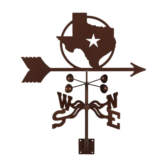 EZ Vane Texas Star Weathervane — Post Mount, Wind Cups, Antique Copper Finish, Steel with Durable Triple Powder Coating, Handcrafted in USA