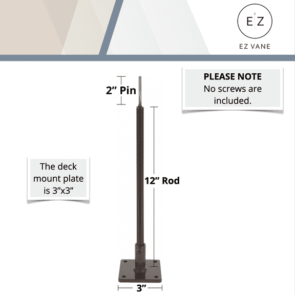 EZ Vane Weathervane Deck Mount Antique Copper Finish, Handcrafted in USA, Steel with Durable Triple Powder Coating