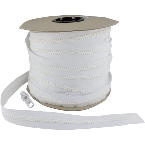 EZ-Xtend #10 Lenzip Chain Vislon Zipper by The Yard with Locking Sliders. Boat Cushions, Duffle Bags, Back Packs, Sewing, Replacement Zipper(10 Yards & 8 Double Pulls)