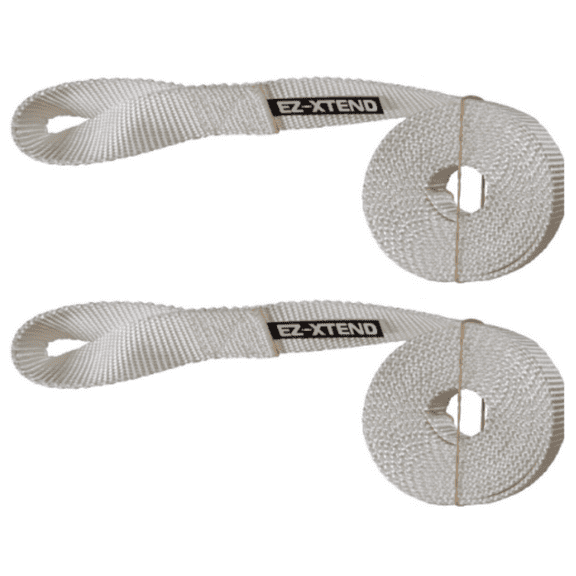 EZ-Xtend Sail Ties Marine Loop HD Polyester Webbing 2 Pc Set (White, 60"x1")