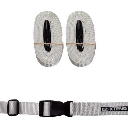 EZ-Xtend Sail Ties - Polyester Webbing - Quick Release Clips 2 Pc (White, 60" x 1")