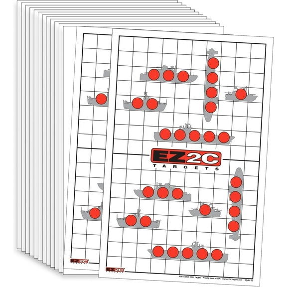 EZ2C Targets Style 22: Sink The Boats. Fun Game. Paper Targets for Range Made in USA 11"x17" (Tear-Off Pad of 50)