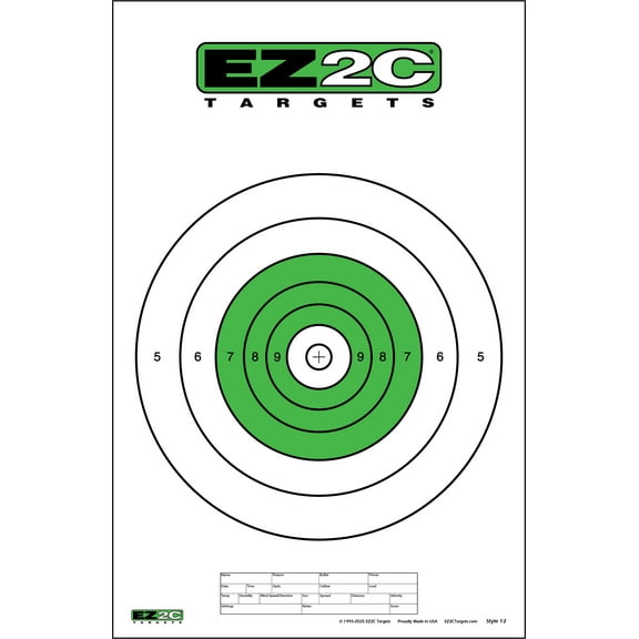 EZ2C Targets Green Style 12 (25 Pack) B-16 B16 25 Yard Slow Fire Target USA MADE 11"x17"