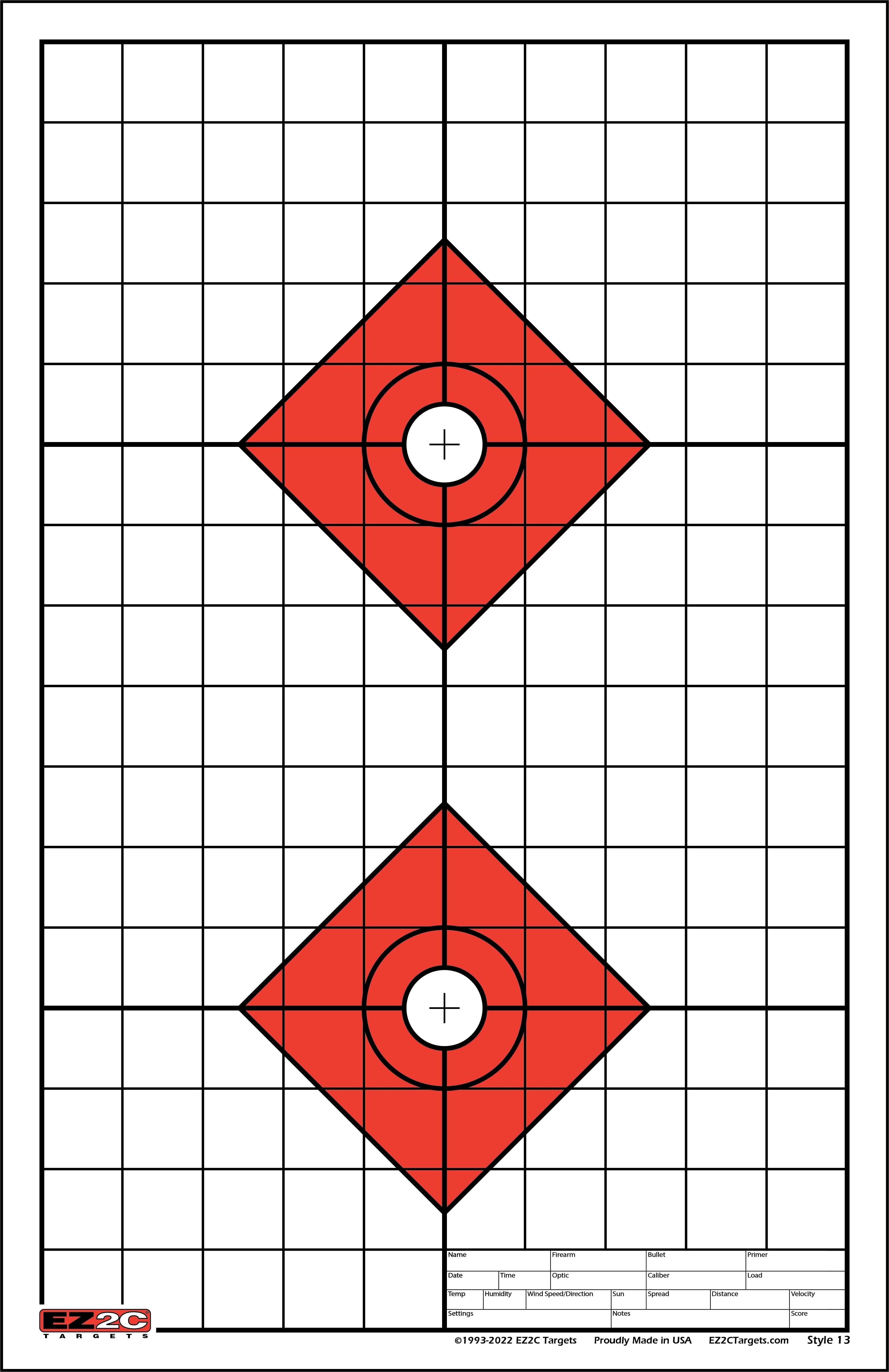 D Style Target 25 EZ2C Targets Style 13: Double Diamond. Paper Range Target 11