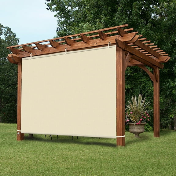 EZ2hang Waterproof 8x8ft Wheat Adjustable Side SunShade Panel Wall for Pergola, Patio, Window, Instant Canopy or Gazebo