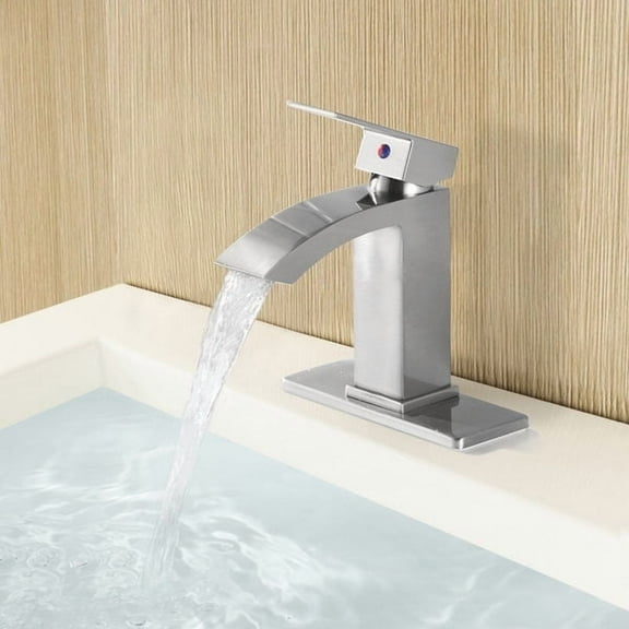 EZANDA Single-Hole Single-handle Bathroom Faucet with Drain Assembly,Brushed Nickel