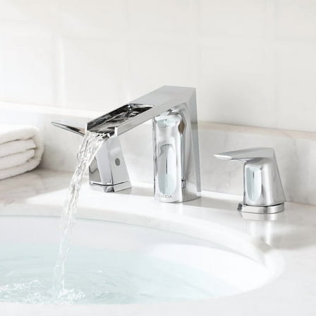 EZANDA Widespread 2-handle Bathroom Faucet with Drain Assembly, Polished Chrome